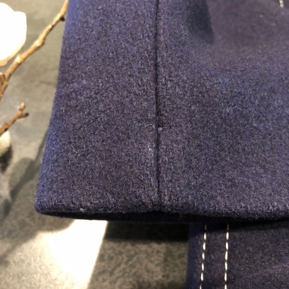 Vintage Wool Peacoat Navy Contrast Arthur Jay Rovercoat Dagger Collar 70's - Picture 13 of 13